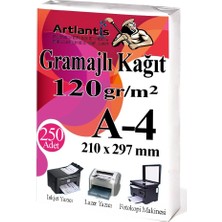 Artlantis A4 Gramajlı Fotokopi Kağıdı 250 Adet 120 gr Sertifika Kağıdı Kalın Kağıt Baskı Tüm Yazıcılara Uyumlu 21X29.7CM Ofis Büro