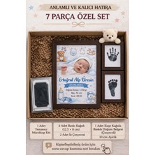 Caution Kişiye Özel 7 Parça Bebek El Ayak Izi Seti – Çerçeveli Doğum Belgesi ve Temassız Mürekkep Kiti