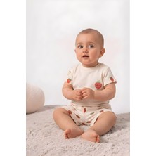 %100 Organik Pamuk Çilek Şortlu Takım