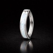 Rupen Kraft %100 G23 Titanium Beyaz Opal Taş Titanyum Göbek Piercing Toka Model Titanyum Piercing