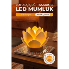 Lotus Çiçeği Tasarımlı Dekoratif LED Mumluk - Pilli Tealight Mum Dahil