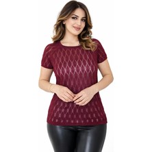 Lavella Kadın Triko Kısa Kol Bluz 12943 BGL-ST05309