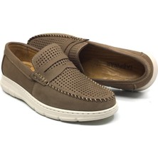 Taşpınar Ayakkabı Taşpınar 020 %100 Hakiki Nubuk Deri Ortopedik Erkek Yazlık Rahat Günlük Lofer Delikli Ayakkabı 39-45