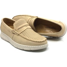 Taşpınar Ayakkabı Taşpınar 020 %100 Hakiki Nubuk Deri Ortopedik Erkek Yazlık Rahat Günlük Lofer Delikli Ayakkabı 39-45