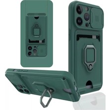 Feedback Newface iPhone 14 Pro Kılıf Zuma Kartvizitli Yüzüklü Silikon - Yeşil