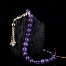 İskender Tesbih Ametist Doğal Taşlı Altın Tesbih