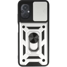 Feedback Newface Xiaomi Poco M5 Kılıf Pars Lens Yüzüklü Silikon - Gümüş