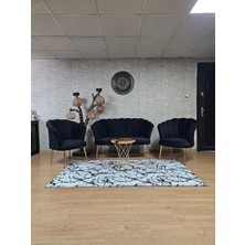 Sevinç Mobilya Istiridye Takım Siyah Boyalı Telli Ayak Çay Seti Koltuk Takımı