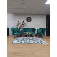Sevinç Mobilya Istiridye Takım Krom Kaplama Telli Ayak Çay Seti Koltuk Takımı