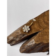 Rupen Kraft %100 G23 Titanyum Ful Zirkon Taşlı Çiçek Model Işıl Işıl Titanyum Göbek Piercingi