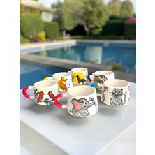 Artistic Quality Dekoratif Hayvan Figürlü Çay ve Kahve Fincan Seti - Kupa 6 Adet