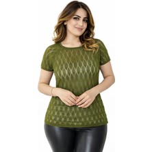 Lavella Kadın Triko Kısa Kol Bluz 12943 BGL-ST05309
