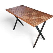 Mirrorss Ahşap Ceviz Renk Masa Balkon Bahçe Mutfak Yemek Masası 120 x 60 cm