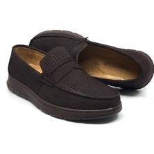 Taşpınar Ayakkabı Taşpınar 020 %100 Hakiki Nubuk Deri Ortopedik Erkek Yazlık Rahat Günlük Lofer Delikli Ayakkabı 39-45