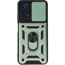 Feedback Newface Xiaomi Poco M4 Pro 4g Kılıf Pars Lens Yüzüklü Silikon - Yeşil