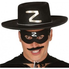 Siyah Kahraman Maskesi – Arkadan Lastikli Z Baskılı Kostüm Aksesuarı