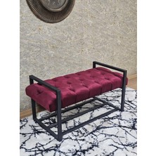 Sevinç Mobilya Siyah Boyalı Metal 80 cm Puf Bench - Antre Puf - Hol Bench - Puf - Oturak - Bench