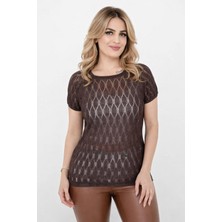 Lavella Kadın Triko Kısa Kol Bluz 12943 BGL-ST05309