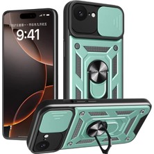 Feedback Newface iPhone 16E Kılıf Pars Lens Yüzüklü Silikon - Yeşil