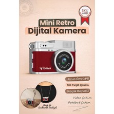 Torima Mini Dijital Kamera Selfie Video Vlog Kamerası Mini Anahtarlık 1080P CMR35 Bordo