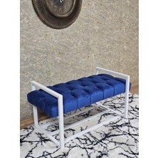 Sevinç Mobilya Beyaz Boyalı Metal 80 cm Puf Bench - Antre Puf - Hol Bench - Puf - Oturak - Bench