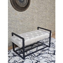 Sevinç Mobilya Siyah Boyalı Metal 80 cm Puf Bench - Antre Puf - Hol Bench - Puf - Oturak - Bench