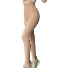 Feedback Yüksek Bel Fitilli Şardonlu Tayt - Bej