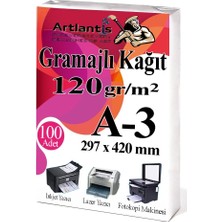 Artlantis A3 Gramajlı Fotokopi Kağıdı 100 Adet 120 gr Sertifika Kağıdı Kalın Kağıt Baskı Tüm Yazıcılara Uyumlu 29.7X42CM Ofis Büro