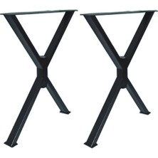 Beasym 75 cm Metal Masa Ayağı Ahşap Kütük Masif Çalışma Bilgisayar Yemek Masası Retro x Profil Ayak