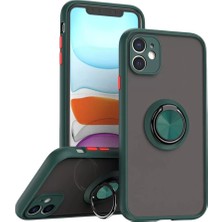 Feedback Newface iPhone 11 Kılıf Montreal Yüzüklü Silikon Kapak - Yeşil