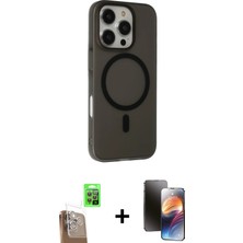 BUTİMAR'S iPhone 16 Pro Çekirdek Modern Prime - Siyah 3D Antistatik Mat Seramik Nano Ekran Koruyucu + Çöl Titanyum Raze Metal Kamera Lens