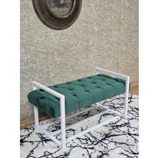 Sevinç Mobilya Beyaz Boyalı Metal 80 cm Puf Bench - Antre Puf - Hol Bench - Puf - Oturak - Bench