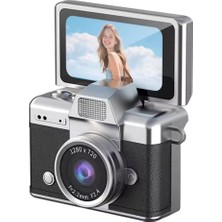 Yeco 48 Mp Mini Dijital Kamera, Dönen Ekranlı Selfie Vlog Kamera, 1080P Video, Flaşlı, Siyah