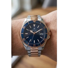 Beverly Hills Polo Club Çift Renk Erkek Kol Saati | 43,5 mm Çelik Kasa, Çelik Kordon, Lacivert Kadran