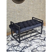 Sevinç Mobilya Siyah Boyalı Metal 80 cm Puf Bench - Antre Puf - Hol Bench - Puf - Oturak - Bench