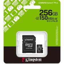 Tuba Toptaş Kıngston SDCS3/256GB, Canvas Select Plus Gen3 A1, 100MB/S, Microsd Kart Bellek (Sd Adaptörlü)