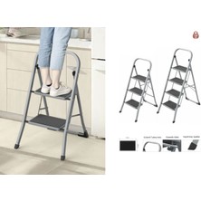 Asil 3 Basamaklı Katlanır Metal Merdiven | Tutma Kollu, Güvenli ve Dayanıklı Tasarım