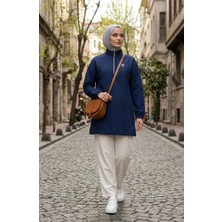 Sefa Merve Dik Yaka Kapitone Sweatshirt 71227-04 Indigo