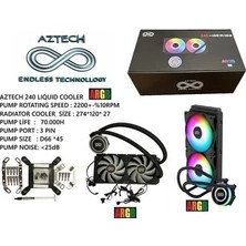 Verto Aztech Lıquıd Coolıng AZ240-1B (Intel-Amd Destekli) Argb LED 240MM Sıvı Soğutma Sıstemı