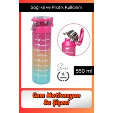 Svein #suluk 550 ml Cam Motivasyon Su Şişesi Matarası Ölçekli Günlük Taşınabilir Sızdırmaz Kapaklı