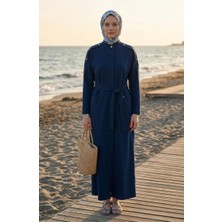 Iki Iplik Kuşaklı Ferace 71177-01 Lacivert