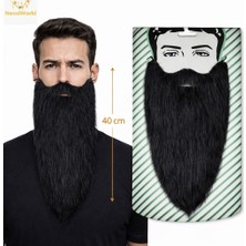 NW NessiWorld Siyah Renk Lastikli Uzun Takma Sakal 40 cm