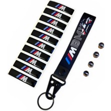 Bmw M Logo Bez Anahtarlık - M Logo 10 Adet Damla Stıcker-4 Adet M Logo Metal Sibop Kapak