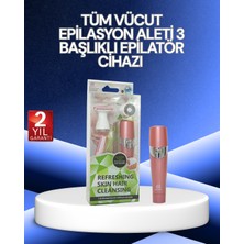 3 Başlıklı Yüz ve Vücut Tüy Temizleme Cihazı Pembe
