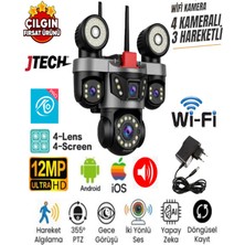 Jtech O-Kam OK-231 Premiumw (3mp+3mp+3mp+3mp) 12MP Wi-Fi 4 Lens Çakarlı Alert 1 Ptz Akıllı Kamera