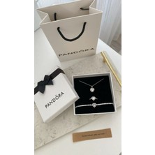 Üçlü Kalpli Ciddi Ilişki Seti Kolye Yüzük ve Bileklik Set Normal Kutuda