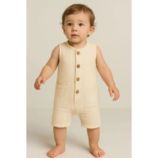 Mai Perla Organik Müslin Yazlık Naturel Cepli Bebek Tulum