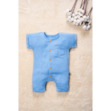 Mai Perla Organik Pamuk Müslin Kumaş Tahta Düğmeli Cepli Tulum