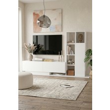 Robin Home Lotus Tv Ünitesi Kapaklı Kitaplık Raf Beyaz