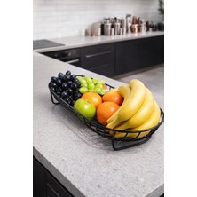 Gastrometa Siyah Metal Meyve ve Sunum Sepeti – Oval Ayaklı Tasarım – 46 x 16 x 6 cm